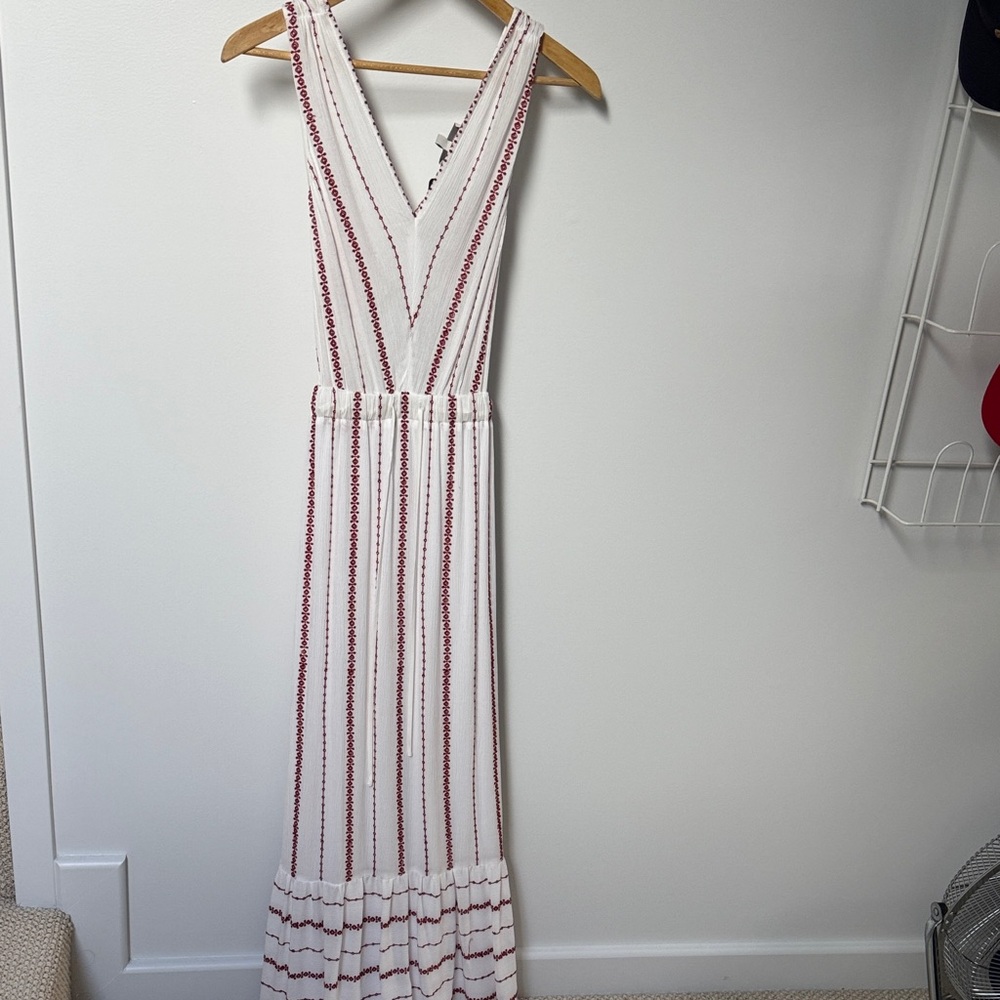 Matty M White and Red Striped Maxi Dress